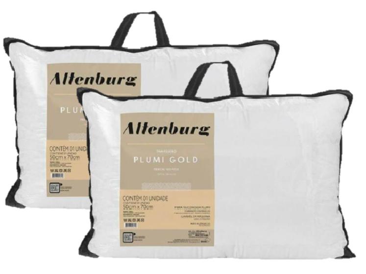 Kit 2 Travesseiros Plumi Gold Percal 180 fios 50x70cm - Altenburg Menor preço em Kit 2 Travesseiros Plumi Gold Percal 180 fios 50x70cm - Altenburg