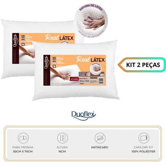 Imagem de Kit 2 Travesseiros Real Latex Alto Duoflex - Toque Macio e Fresco 