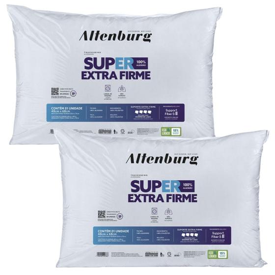 Kit 2 Travesseiros Suporte Super Extra Firme Altenburg 48x68cm Branco