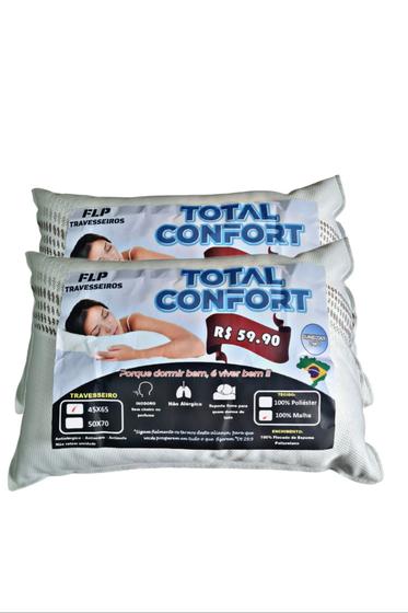 Imagem de Kit 2 Travesseiros Total Confort Malha Trabalhada Luxo Bordado