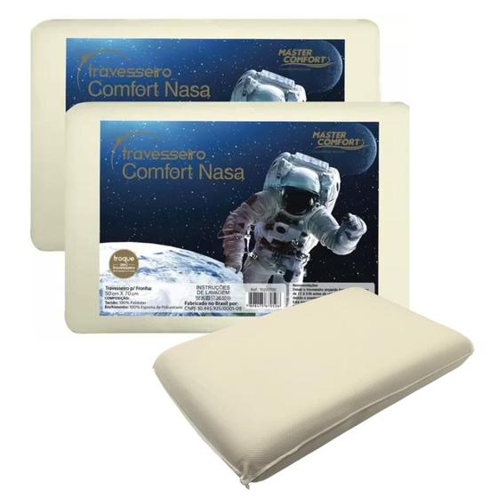 Kit 2 Travesseiros Viscoelástico Comfort Nasa Sono Macio Toque Suave 50x70cm Menor preço em Kit 2 Travesseiros Viscoelástico Comfort Nasa Sono Macio Toque Suave 50x70cm