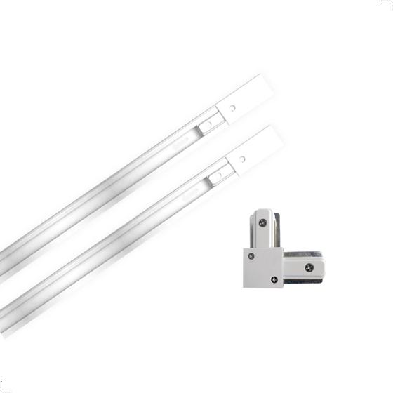 Imagem de Kit 2 Trilhos De 1 Metro Branco + 1 Conector Emenda L Branco Opus