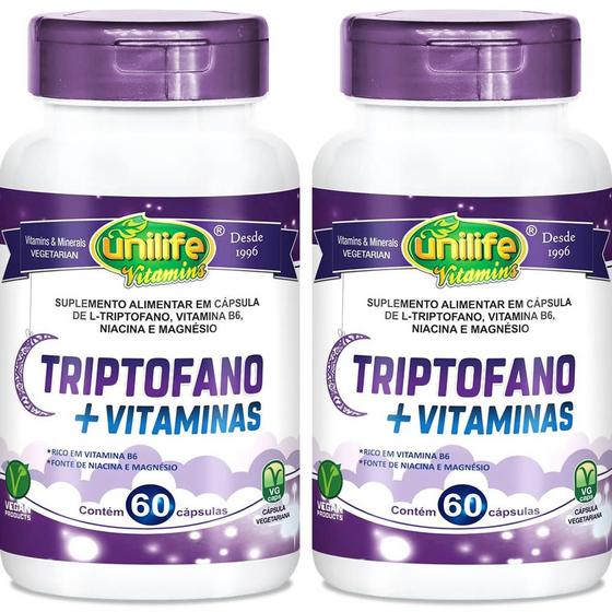 Imagem de Kit 2 Triptofano + Vitaminas Unilife 60 Cápsulas