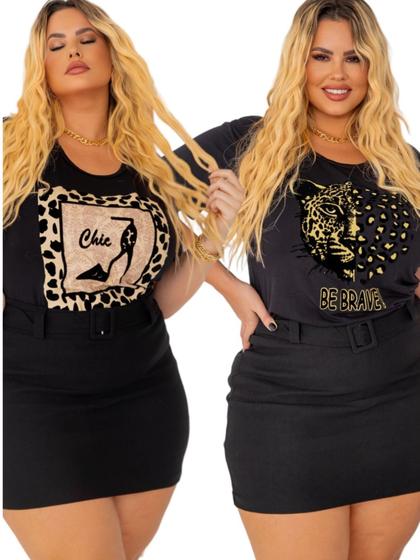 Imagem de Kit 2 Tshirts Blusa Feminina Plus Size