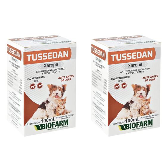 Imagem de Kit 2 Tussedan Xarope 100ml - Tosse em Cachorro e Gato