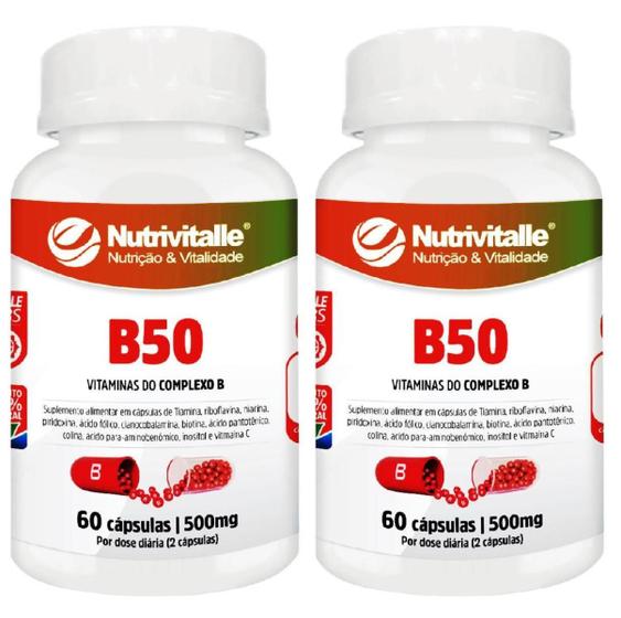 Imagem de Kit 2 Un - B50 Vitaminas Do Complexo B 500Mg Nutrivitalle