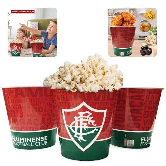 Imagem de Kit 2 Un Baldes Para Pipoca Grande 2,5l Time Clube Fluminense Oficial Licenciado