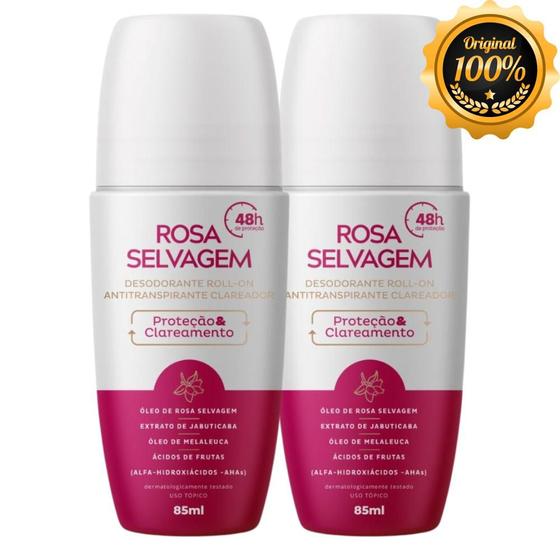 Imagem de Kit 2 Un Desodorante Roll-on Clareador Rosa Selvagem 85ml