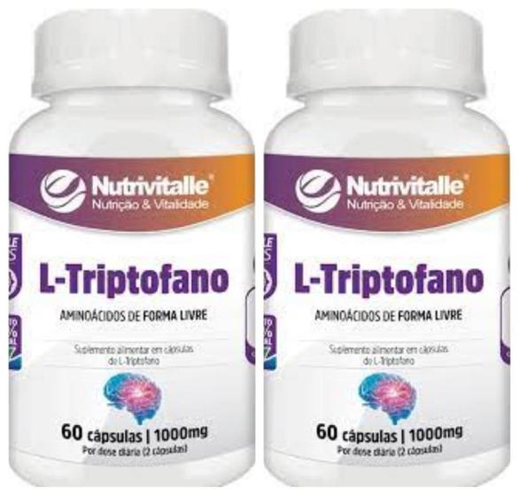 Imagem de Kit 2 Un - L Triptofano 1000Mg 60 Capsulas Nutrivitalle