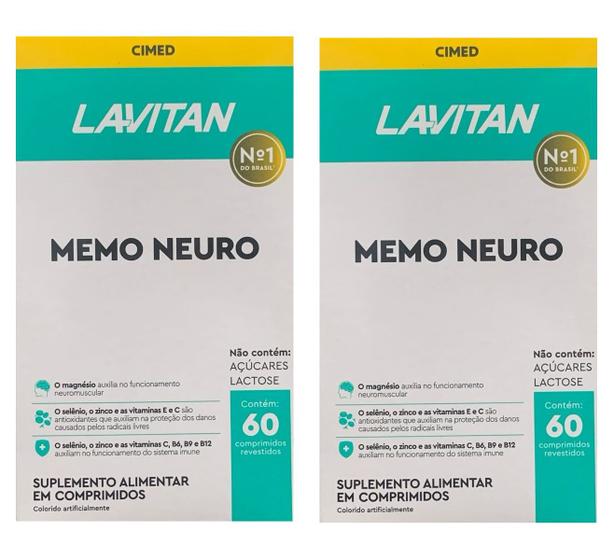 Imagem de Kit 2 Un.Lavitan Memo neuro Polivitamínico 60 Comprimidos