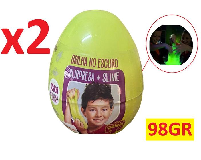Imagem de Kit 2 un Ovo Surpresa Slime brilha no escuro 98g Infantil