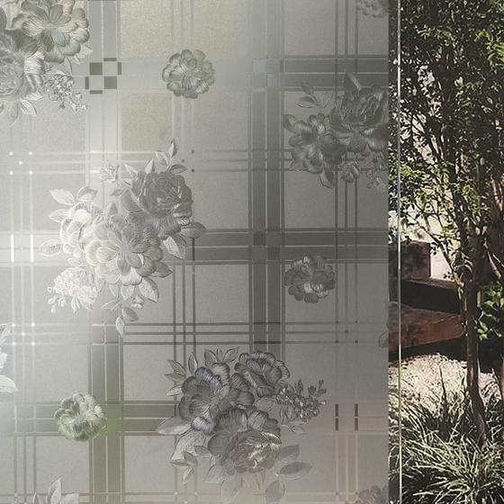 Imagem de Kit 2 Un Pelicula Eletrostatica 3D Vidro Flores e Quadrados