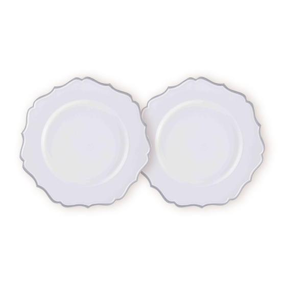 Imagem de Kit 2 Un Sousplat Branco Com Prateado 33Cm Rafimex