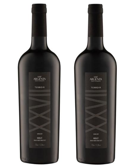 Imagem de Kit 2 Un Vinho Luiz Argenta Terroir XXVII Merlot 750 ml