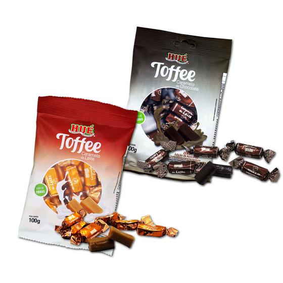 Imagem de Kit 2 und balas toffee caramelo leite e chocolate zero hué