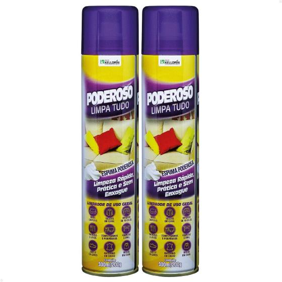 Imagem de Kit 2 Und Espuma Mágica Limpa Tudo Sofá Carpete Bolsa Tênis Poderoso Kelldrin - 300ml