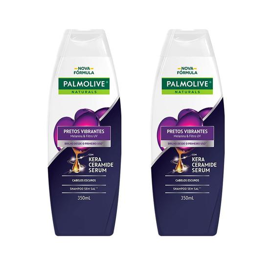 Imagem de Kit 2 Und Shampoo Palmolive Naturals Pretos Melanina & Filtro Uv 350ml