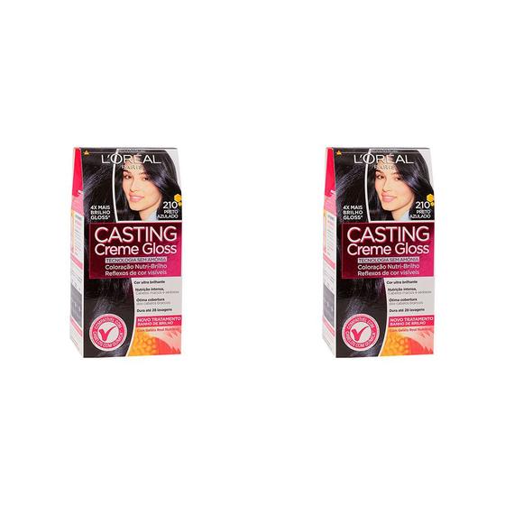 Imagem de Kit 2 Und Tintura L'oréal Casting Creme Gloss 210 Preto Azulado 40ml