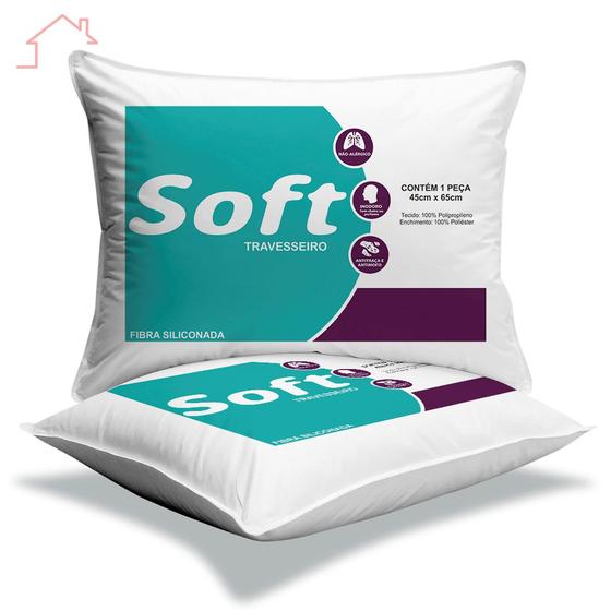Imagem de Kit 2 und Travesseiro Soft Antialérgico Fibra siliconada