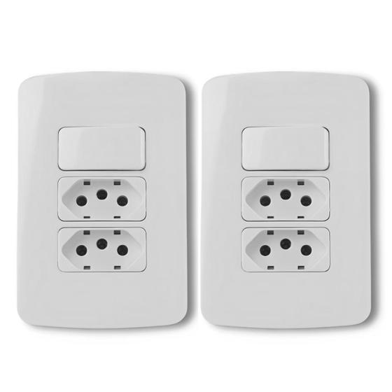 Imagem de Kit 2 Uni MG B3 1 Int Simples 10A 250V + 2 Tom 2P+T 20A 4x2