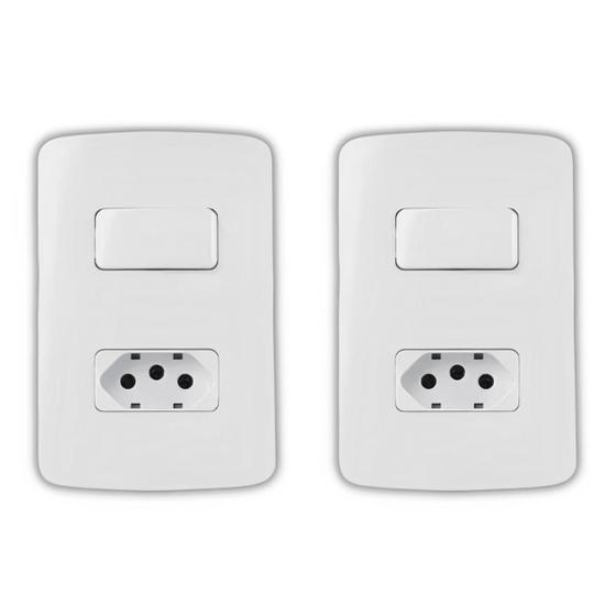 Imagem de Kit 2 Uni - MG B3 Conj 2P+T 10A + 1 Int Paralelo 10A Branco