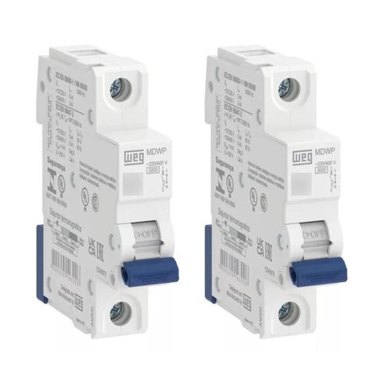 Imagem de Kit 2 Uni - Weg Disjuntor Monopolar 25A Curva C C25 Mdwp 5KA