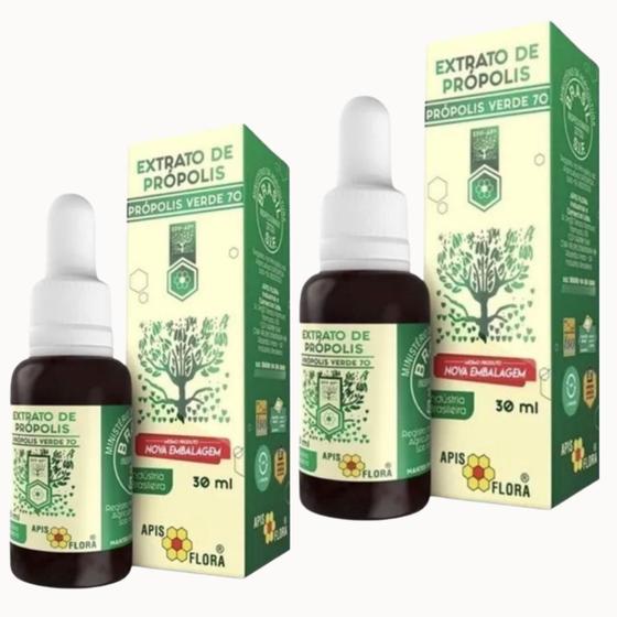 KIT 2 Unid. Própolis Verde 70 ( 25% de extrato seco mínimo) 30ml - Apis ...