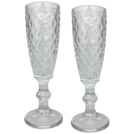 Imagem de Kit 2 Unid. Taças Champanhe Bico Abacaxi Transparente 140ml
