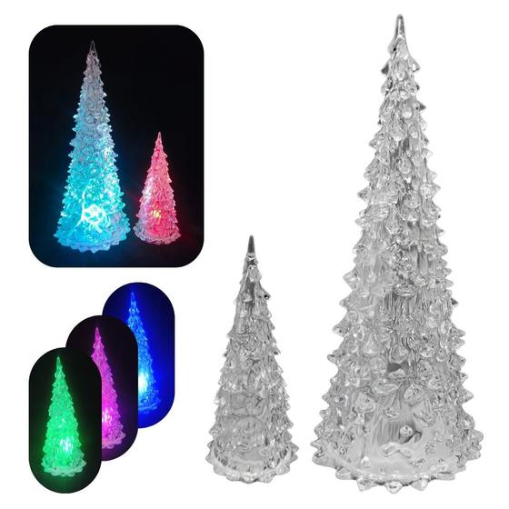 Imagem de Kit 2 Unidades Arvore Decoração Natalina Presente de Natal Acrilico com LED Pisca Pisca