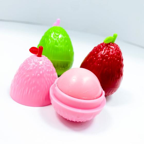 Imagem de Kit 2 unidades de lip balm formato fruta lichia hidratante cheirinho doce macio fixação