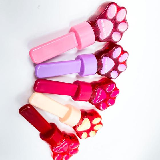 Imagem de Kit 2 unidades de lip tint gloss labial formato patinha delicado fixação