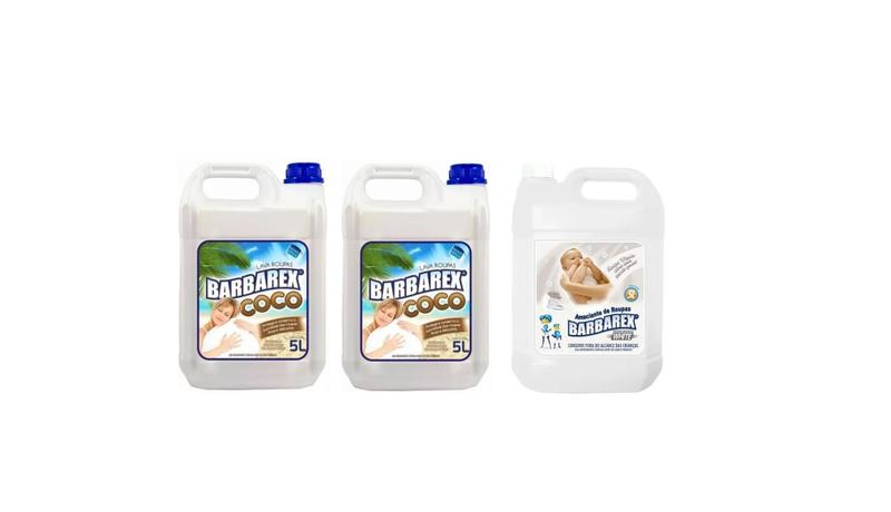 Kit 2 Unidades Lava Roupas Coco 5L + 1 Unidade Amaciante White 5L Barbarex Menor preço em Kit 2 Unidades Lava Roupas Coco 5L + 1 Unidade Amaciante White 5L Barbarex