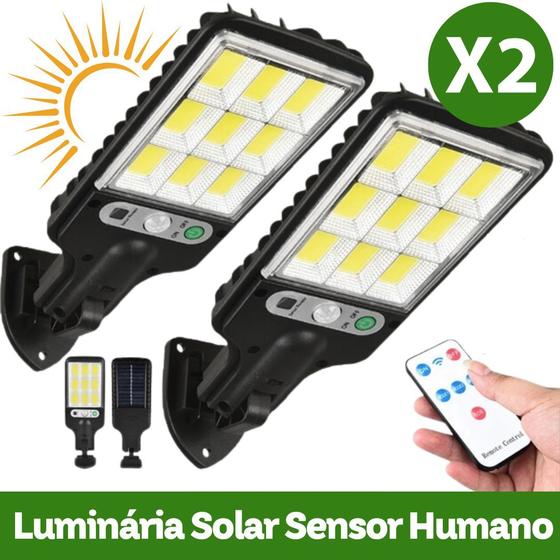 Imagem de KIT 2 unidades Lumimária Solar com Sensor de Movimento À Prova DÁgua para Jardins, Quintal, Fazendas