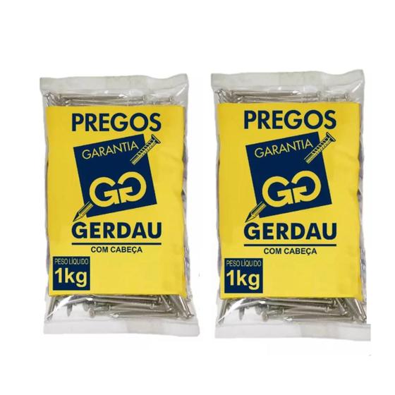 Imagem de Kit 2 Unidades - Prego Com Cabeça 17x21 Gerdau 1kg