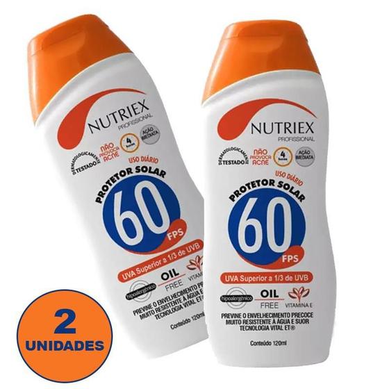 Kit 2 Unidades Protetor Solar FPS 60 120ML Bisnaga NUTRIEX Imagem de Kit 2 Unidades Protetor Solar FPS 60 120ML Bisnaga NUTRIEX