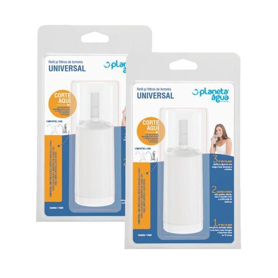 Imagem de Kit 2 Unidades Refil Filtro Torneira Universal Planeta Água