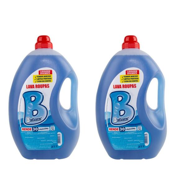Imagem de Kit 2 Unidades Sabão Líquido Roupas Rende 30 Lavagens 3 litros Barbarex 