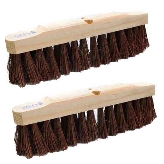 Imagem de Kit 2 Unidades Vassourão GARI Piaçava Vassoura 40cm Madeira  Durável Para Pisos Calçadas Pátios Garagens SEM CABO