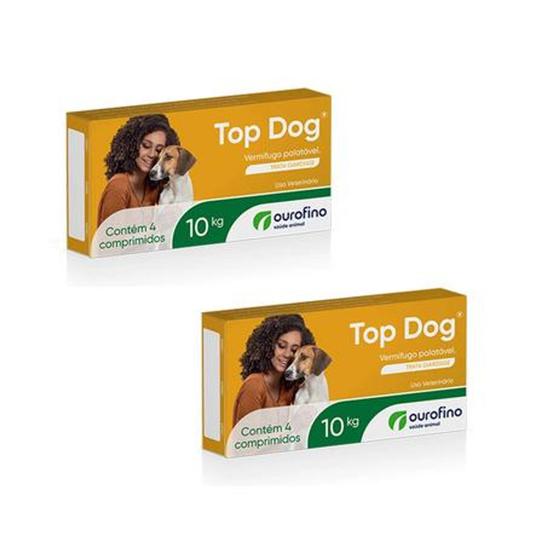 Imagem de Kit 2 Unidades Vermífugo para Cães Top Dog 10kg (4 comprimidos) - Ourofino