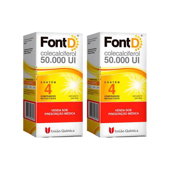 Kit 2 unidades - Vitamina D 50.000 UI c/ 4 cápsulas Menor preço em Kit 2 unidades - Vitamina D 50.000 UI c/ 4 cápsulas
