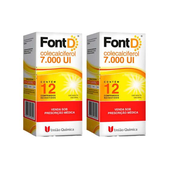 Imagem de Kit 2 unidades: Vitamina D Font D 7.000 UI c/ 12 cpr