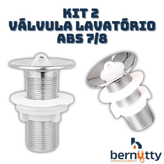 Imagem de Kit 2 Válvula Lavatório Banheiro Tanque Simples ABS Cromada 7/8