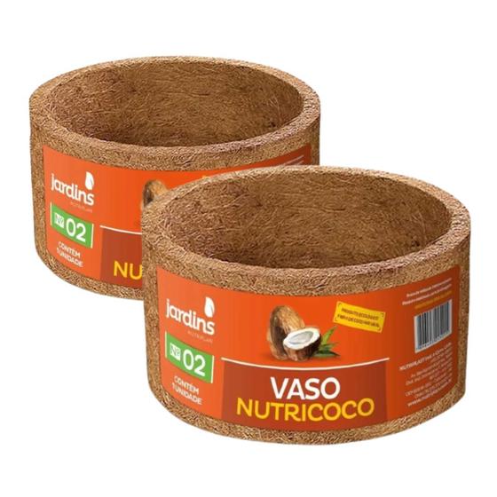 Imagem de Kit 2 Vaso Nutricoco Natural Xaxim de Fibra de Coco Individual 02 Para Planta e Flor - Nutriplan