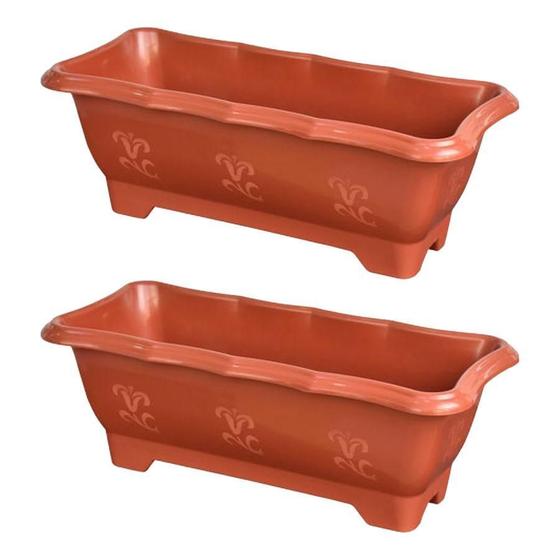 Imagem de Kit 2 Vaso Plástico De Flor Jardineira Médio Terracota