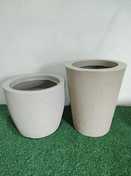 Imagem de kit 2 vaso polietileno para planta natural decoração 1 coluna 1 cone