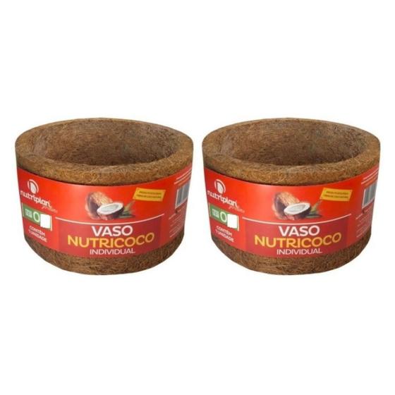 Imagem de Kit 2 Vaso Xaxim De Fibra de Coco Individual 01 Pequeno Natural - Nutriplan