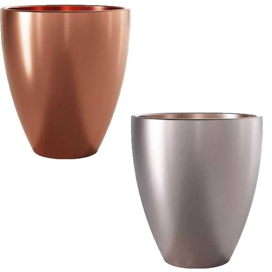 Imagem de Kit 2 Vasos Cachepô Cerâmico Frankfurt 14 Paladio/Bronze