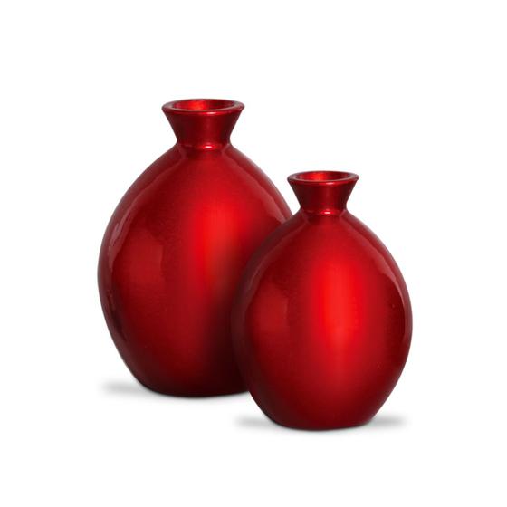 Imagem de Kit 2 Vasos de Cerâmica Decoração modelo Marajó P e G Vermelho Vinho RED