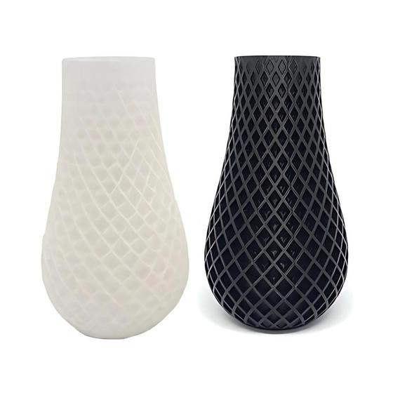 Imagem de Kit 2 Vasos Decorativos 15cm Moderno Elegante Impressão 3D