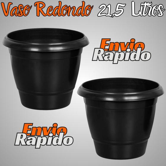 Imagem de Kit 2 Vasos Grande Redondo Cores 21,5l Para Áreas Plantas Jardins